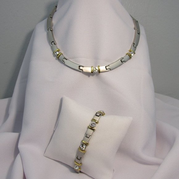 Ellen Kiam Jewelry - Rare Vintage Ellen Kiam Empire Collection CZ Choker and Bracelet Set